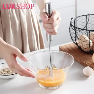 1pc Semi-automatic Rotary Egg Beater, Stainless Steel Egg Whisk