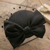 สไตล์ฝรั่งเศสผู้หญิง Mini Fascinator หมวก Hairpins Vintage Bowknot Veil Headdress งานแต่งงานค็อกเทล Headwear