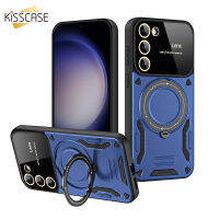 เคสโทรศัพท์กรอบ KISSCASE ฉากยึดแบบซ่อนตั้งได้สำหรับ Samsung S23 S23พิเศษ + บวกหน้าต่างขนาดใหญ่ Magsafe ชาร์จไร้สายไฮบริดปกป้องเต็มรูปแบบฝาครอบโทรศัพท์สำหรับ Samsung A54 A34 A14 A24