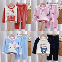 1-12 Yrs Children Flannel Pajamas Winter Sleepwear Boys Girls Outfits Set Cartoon Pyjama Kids Baby Pijamas Winter Warm Homewear