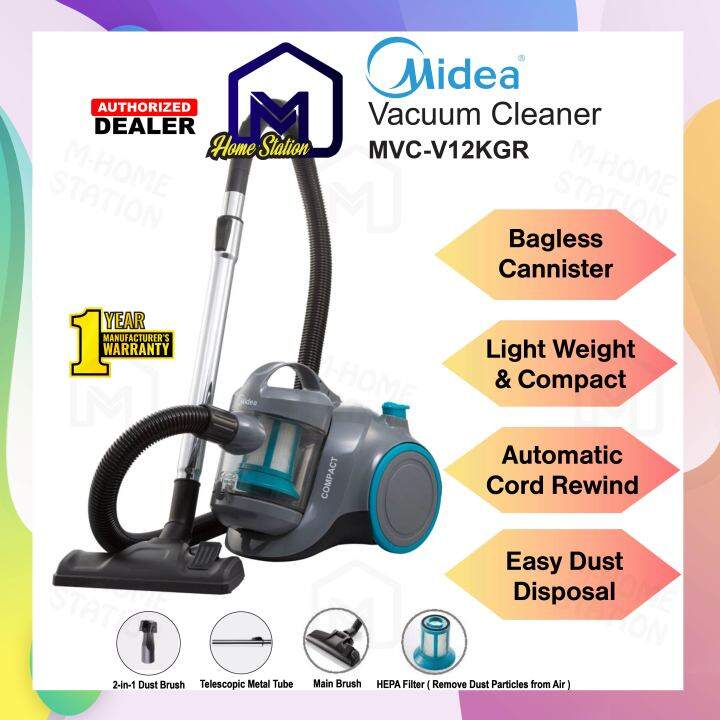 Midea Bagless Vacuum Cleaner with HEPA Filter MVCV12K MVCV12KGR