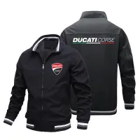 High quality stock DUCATI CORSE LOGO Sportswear Baseball Uniform Monster696 821 797 659 Panigale V4 Diavel1260 Motorcycle Shop Custom Workwear Zipper Stand Collar Plus Size Long Sleeve Sweater Aviator Jacket