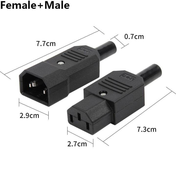 Iec Straight Cable Plug Connector C13 C14 10a 250v Black Female Male Plug Rewirable Power 2317