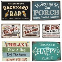 Welcome to Our Patio Sign Outdoor Decor - Backyard Bar GardenClassic Metal Tin SignsOutdoor Lawn Garden Decor，Friend Time