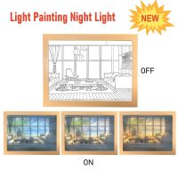 USB Bedside Light LED Lighting Painting Art Lamp Home Decor Sunshine Painting Night Light Creative Birthday  Christmas Gift Night Lights