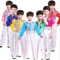 ♀ 110-180CM Children Dance Costume 9Colors Sequins Jazz Dance Modern Performance Boy Hip Hop Clothing Kids School Uniform Chorus