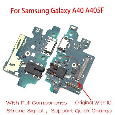 สายชาร์จเหมาะสำหรับ Samsung Galaxy A405F A40 A405แจ็คชาร์จ USB อัจฉริยะหัวงอที่ชาร์จไมค์ไมโครโฟนขั้วต่อสายแพ