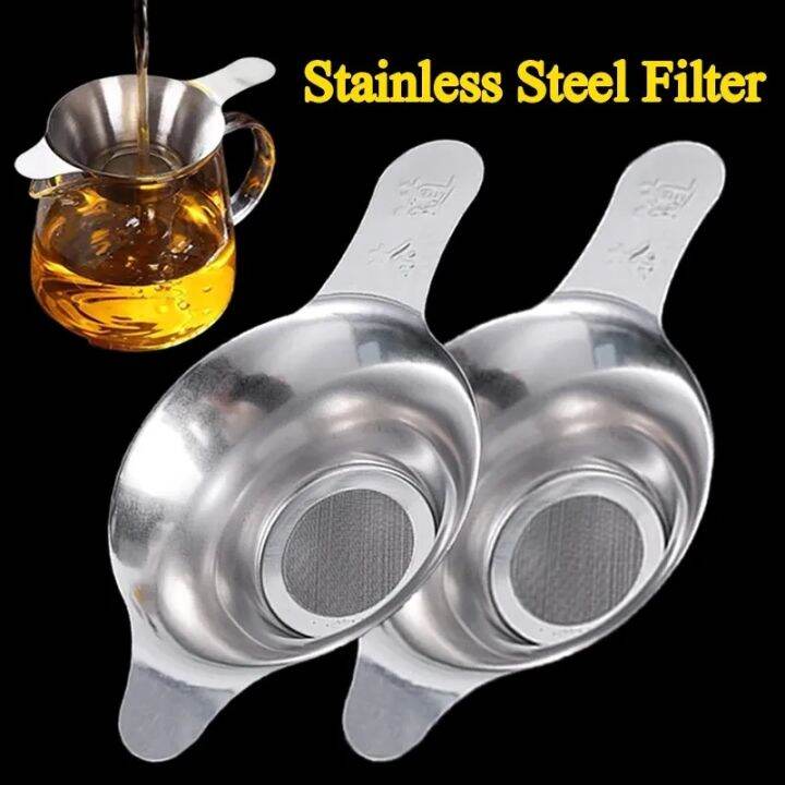Stainless Steel Tea Filter Reusable Fine Mesh Tea Strainers Filter Leaf Funnel Infusers Home
