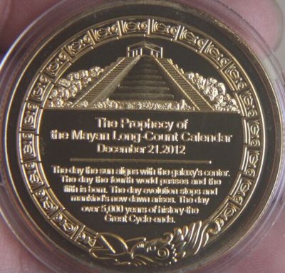 เหรียญที่ระลึก2012ชุบทองเหรียญที่ระลึกมายาแอซเท็กขนาด40มม.