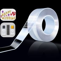 ♈ Double Sided Nano Tape 16.5FTAdhesive Tape Removable Mounting Tape Clear Gel Strip Washable Strong Sticky Poster Carpet Tape