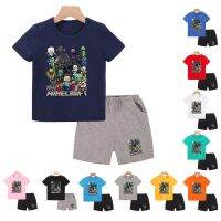 New Boys  Clothing Set  Kids Minecraft Cartoon Tees Cotton Short Sleeve Tshirt And Pants