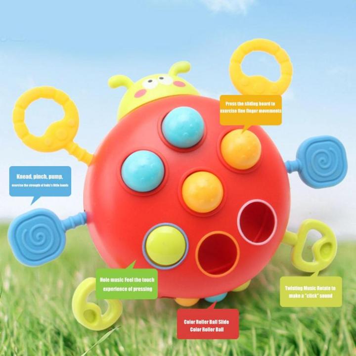 sensory-toys-for-babies-soft-rubber-teething-sensory-development-toys-portable-educational-montessori-toys-ladybug-shape-cartoon-for-children-boys-girls-kids-6-18-months-amicable