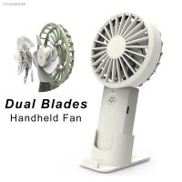 ♂ Dual Motors Handheld Fan with Base Rechargable Deaktop Mini Small Fan 4 Speed Portable Lightweight Fan For Indoor Outdoor