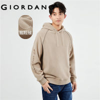 GIORDANO Men Hoodies Polar Fleece Warm Hoodies Stylish Letter Print Ralgan Sleeve Comfort Simple Fashion Casual Hoodies 01023833