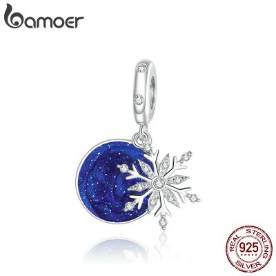 g2ydl2o bamoer Snowy Night Sky Pendant Charm Silver 925 Original Beads Fashion silver Jewelry Diy make Gifts Girl Accessories BSC367