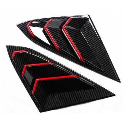 Rear Window Triangular Carbon Fiber with Red Line for Honda Civic 10Th 2017 2018 2019 Window Blinds Triangular Window Protection Cover Car Accessories