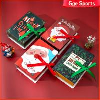 GGE SPORTS กระดาษกล่องของขวัญคริสต์มาสหลากสี5ชิ้น/ล็อตแพ็คเก็จจิ้งกระดาษกล่องทรงสี่เหลี่ยมผืนผ้าดีไซน์หนังสือเชิงสร้างสรรค์คริสต์มาส