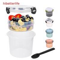 【Hibetter】 Portable Reusable Parfait Cups With Lids Yogurt Cup With Topping Cereal Or Oatmeal Container Leak Proof