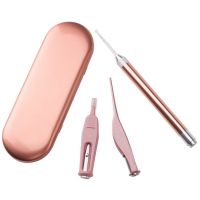 2 PCS LED Light Ear Pick Ear Wax Removal Ear Cleaner Set Earpick Nose Clean Tweezers Picks Wax Remover Baby Adults Ear Care Set