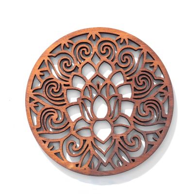 Sacred Hollow Mandala Lotus Wooden Coaster Chakra Yoga Meditation Mats Pads Placemats for Table Kitchen Decoration Accessories