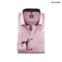 OLYMP GREEN CHOICE LUXOR Shirt เสื้อเชิ้ตชายรักษ์โลก สีชมพู ผ้าเท็กเจอร์ แต่งดีเทล ทรงหลวม ใส่สบาย รีดง่าย