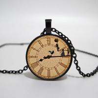 ♛ஐ  Pan clock glass pendant necklace big necklace jewelry. pictures