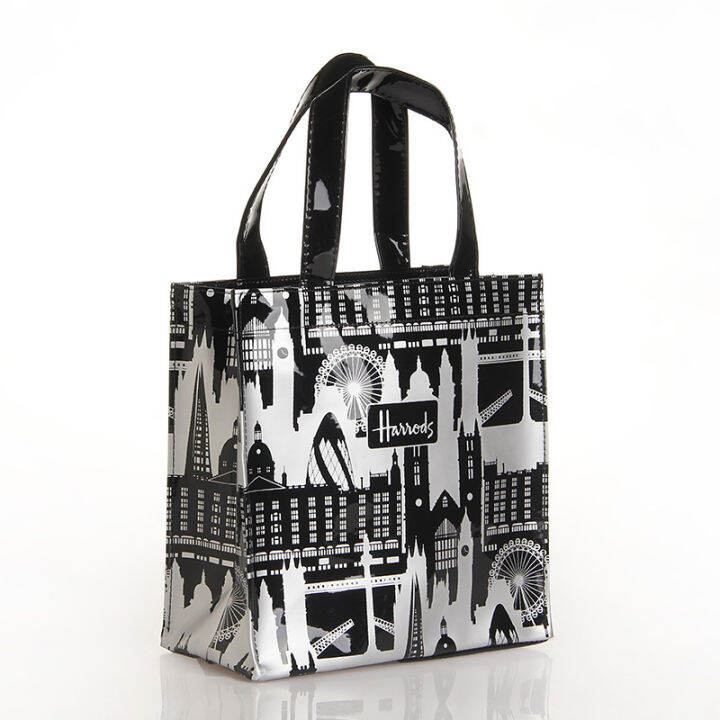 new-city-black-and-white-printing-womens-shopping-bag-eco-friendly-bag-waterproof-fashion-womens-bag-hand-bag-supply