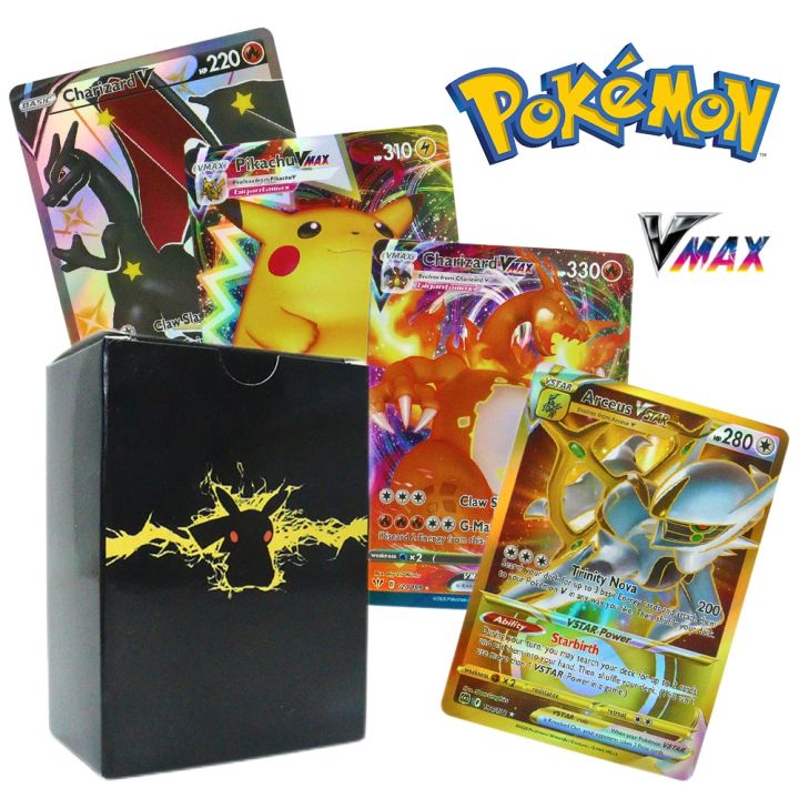กล่องการ์ด-gx-vmax-บัตรคำภาษาอังกฤษ20-300ชิ้น-ของขวัญของเล่นเด็กผู้ชายบัตรผู้ฝึกอบรมสะสมที่หายากเกม-pikachu