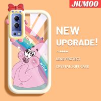 เคส JIUMOO สำหรับ VIVO Y72 5G Y52 5G Y75s 5G เคสรูปโบว์รูปมอนสเตอร์น่ารักลายฟองน้ำกันกระแทกเคสโทรศัพท์โปร่งใสฝาครอบป้องกันเลนส์กล้องถ่ายรูป TPU ซิลิกาเจล