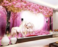 3d wallpaper Warm Taoyuan White Horse Unicorn 3D bar KTV background wall paper home decor living room bedroom mural