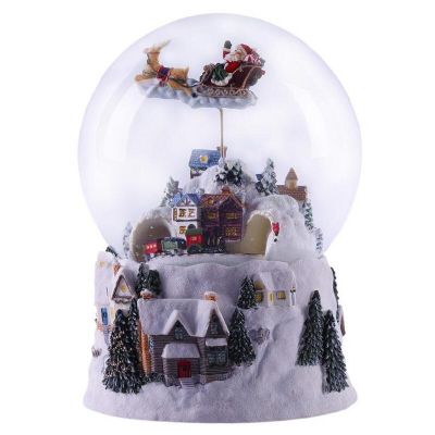 Resin Crystal Ball Music Box Rotate Light Snow Globe Glass Lights Christmas Gift With Music Santa Claus Crafts Desktop Decor