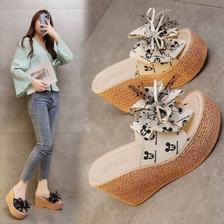 34-43-outerwear-plus-size-slippers-2022-summer-new-platform-wedge-bow-slippers-womens-shoes