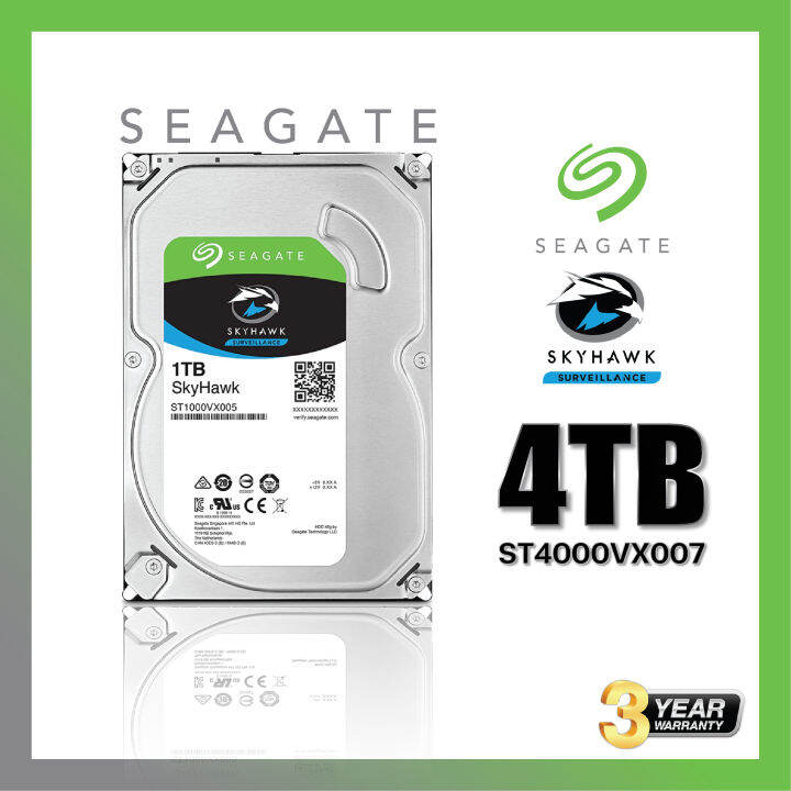 SEAGATE รุ่น ST4000VX007 Harddisk HDD (ฮาร์ดดิสก์) Seagate Skyhawk 4TB ...