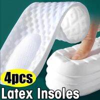 ►☾◙ 4Pcs Latex Shock Absorption Sport Insoles Memory Foam Insoles Foot Support Shoe Pads Breathable Orthopedic Feet Care Insert