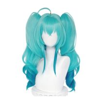 【LZ】☼☬  Peruca Cosplay Gradiente Azul com Rabo de Cavalo para Mulheres Cabelo Longo Encaracolado Perucas Lolita Resistente ao Calor Cabelo Sintético