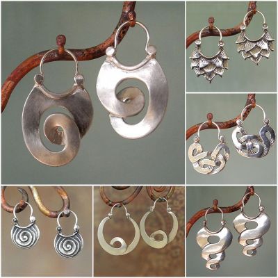 【YF】☈♣✓  Gypsy Curl Metal Hoop Earrings for Jewelry Color Hollow Winding Hanging Dangle