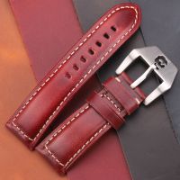 （A New Well Sell ） Vintage Watchbands 22mm 24mm 26mm Cow Leather Watch Strap Band Red Blue Green Brown With Skeleton Pin Buckle