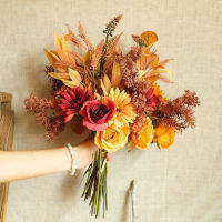 【cw】Autumn Bouquet Fake Rose Dandelion Hybrid Flowers High Quality Fall Gerbera Daisy Artificial Flower for Home Wedding Decoration