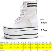 Fujin Knitting High Top Super High Platform Winter Womens Fashion Boots Thick Bottom Wild Casual Womens Shoes Motorcycle