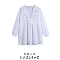 KASLEAD new ladies European and American wind French temperament v-neck shirt embroidered coat 05770024250 ❤