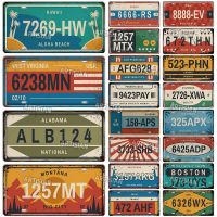 Artisian US State Nostalgic License Plate America Aged Vehicle Registration Vintage Number Plate Decorative Metal Sign Wall