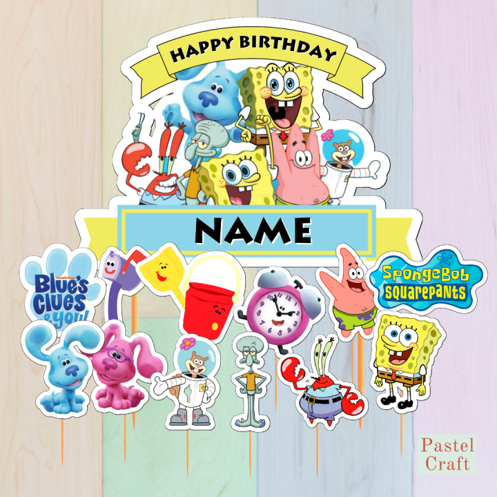 Spongebob and Blues clues Customized Cake Topper for Birthday Party ...