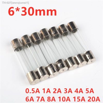 卐❁❡ 10pcs 6x30mm 250V 0.5A 1A 2A 3A 4A 5A 6A 7A 8A 10A 15A 20A Fast Blow Glass Fuse 6mm x 30mm