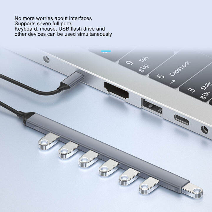 usb-c-ฮับ-usb-usb-c-แท่นวางมือถือปลั๊กแอนด์เพลย์ใช้กันอย่างแพร่หลายเคสระบายความร้อน7-in-1สำหรับแล็ปท็อปสำหรับหนู