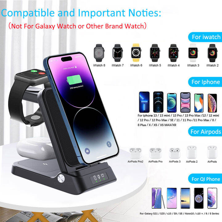 wireless-charger-3-in-1สำหรับ-14-13-12-pro-max-15w-fast-charging-station-สำหรับ-series-8-7เครื่องชาร์จขาตั้งพับได้