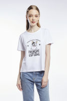 ESP เสื้อทีเชิ้ตลายเฟรนช์ชี่ ผู้หญิง สีขาว | Frenchie Tee Shirt | 6059