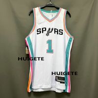 [High Quality]2021-22 Mens New Original NBA San Antonio Spurs 1 Victor Wembanyama City Edition Jersey Heat-pressed White