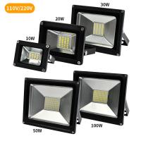 【✲High Quality✲】 lezhandai00470736 ไฟ Led อัตโนมัติ50W 30W 20W 10W Led แบบบางพิเศษโคมไฟฟลัดไลท์ Spotlight กลางแจ้ง220V Ip65กลางแจ้งโคมไฟติดผนังโคมไฟฟลัดไลท์ Led