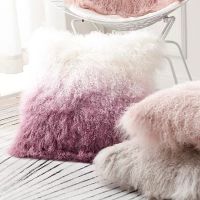 CX-D-04 Super Soft Plush Seat Cushion Cover Real Mongolian Lamb Fur Cute Chair Pillow Cover