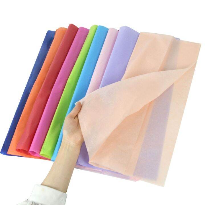 อุปกรณ์ตกแต่งห่อกระดาษทิชชู่สีทึบ10แผ่นขนาด0ซม-ห่อช่อดอกไม้กระดาษ-diy